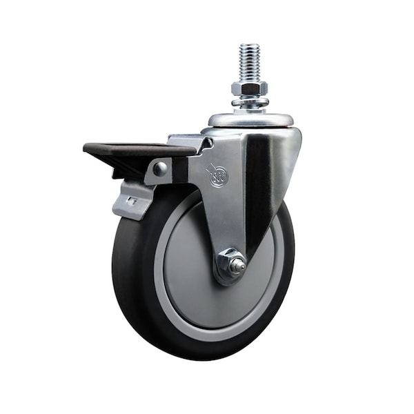 6 Inch Thermoplastic Rubber 10 MM Threaded Stem Caster with Brake
